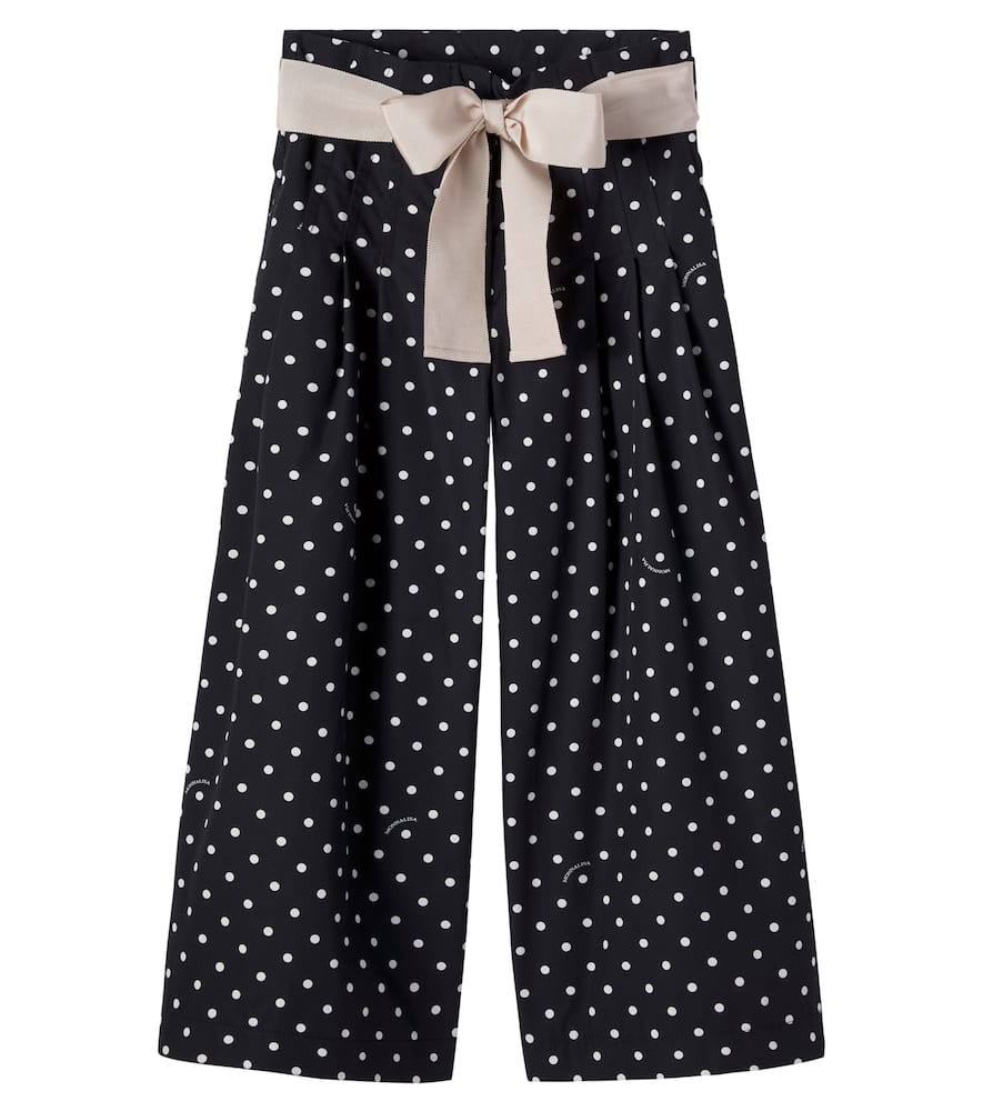 Polka-dot cotton poplin pants