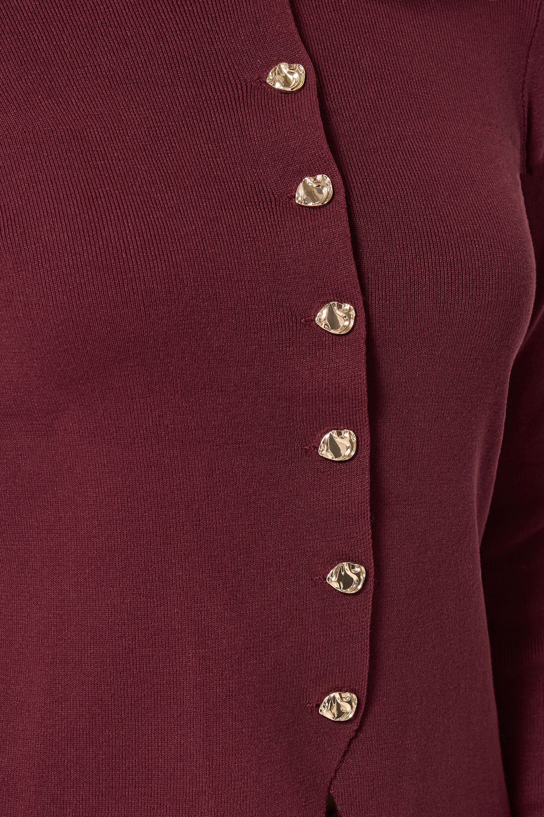 Long Tall Sally Tall Button Cardigan In Burgundy