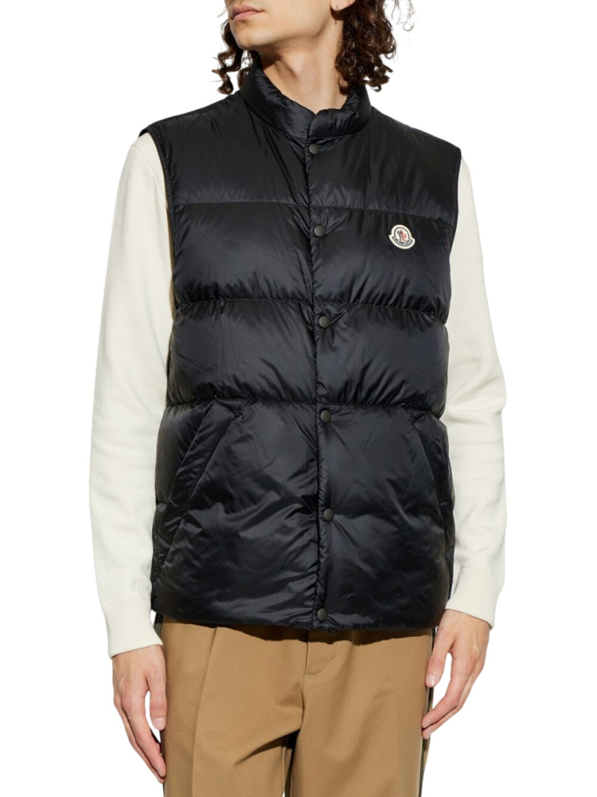 Black Sleeveless Logo Jacket