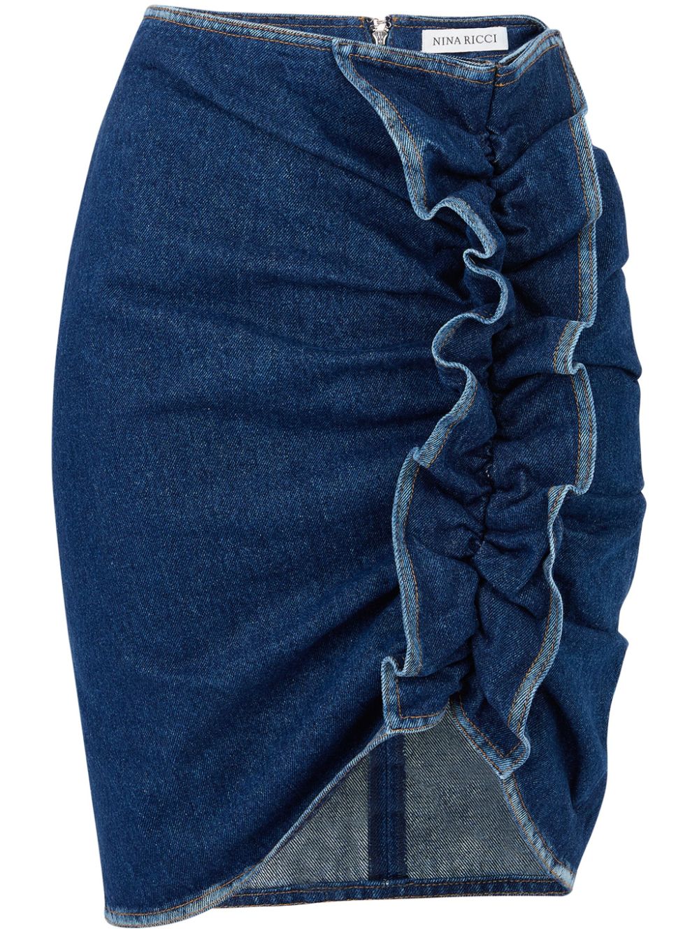 Draped denim skirt - Blue