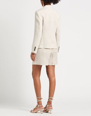 Woman Blazer Beige Size 6 Linen, Polyester, Polyamide