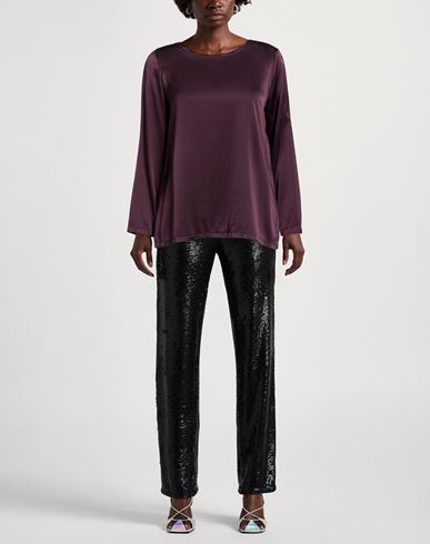 Malìparmi Woman Top Dark purple Size 8 Silk, Elastane