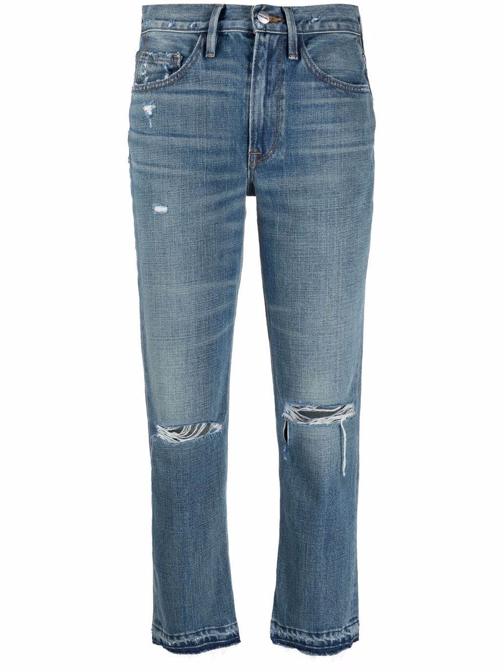 Distressed mid-rise cropped jeans - Blue