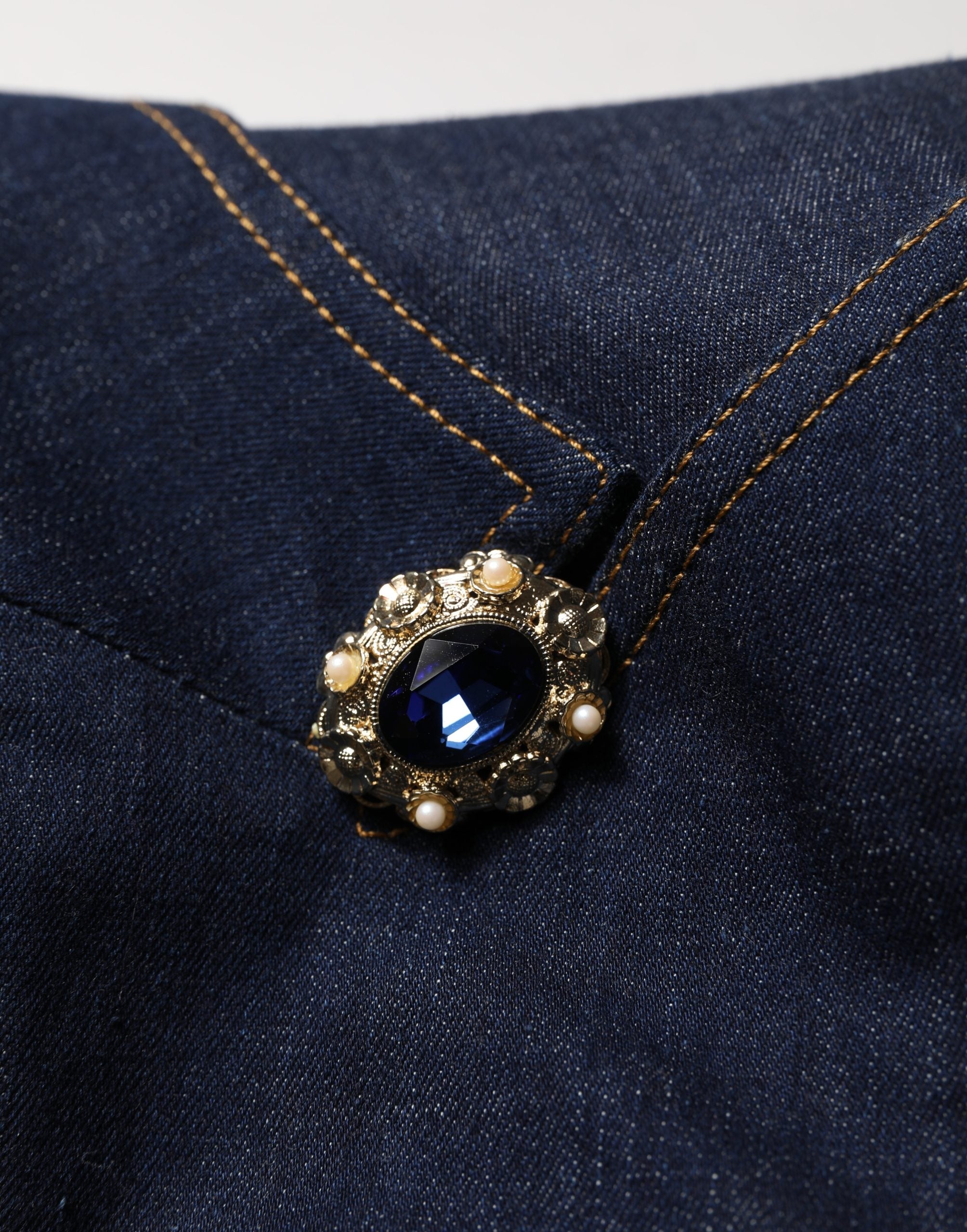 Dark Wash Denim Blazer — Blue