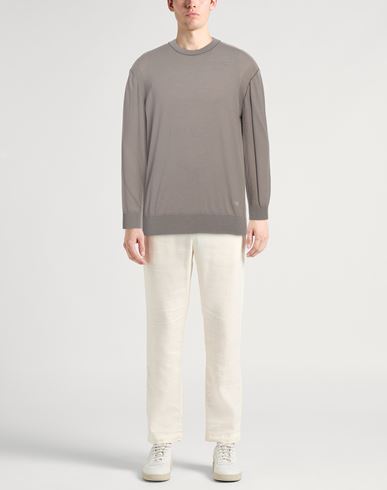 Man Sweater Taupe Size L Virgin Wool