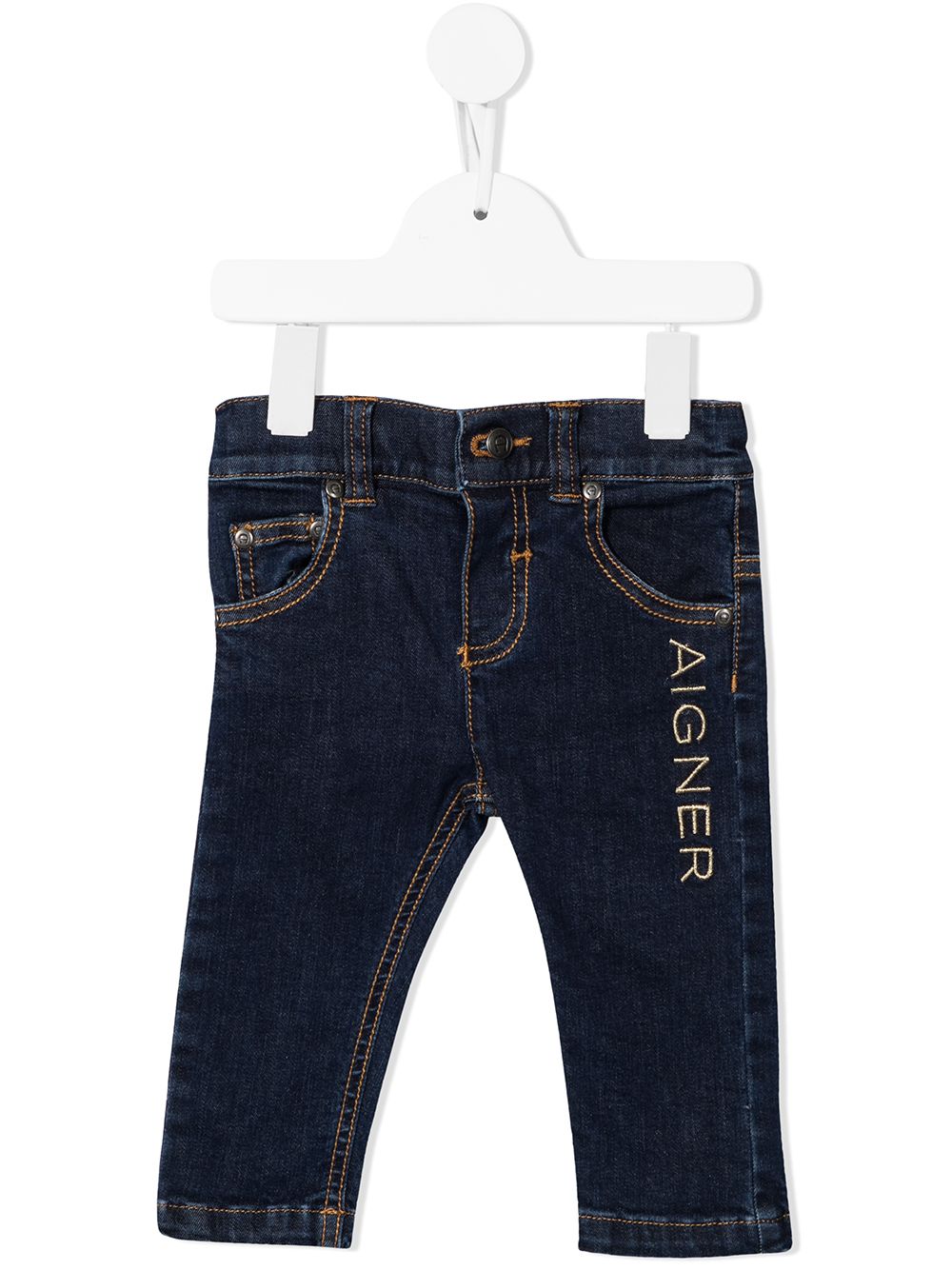 Logo-embroidered straight-leg jeans - Blue