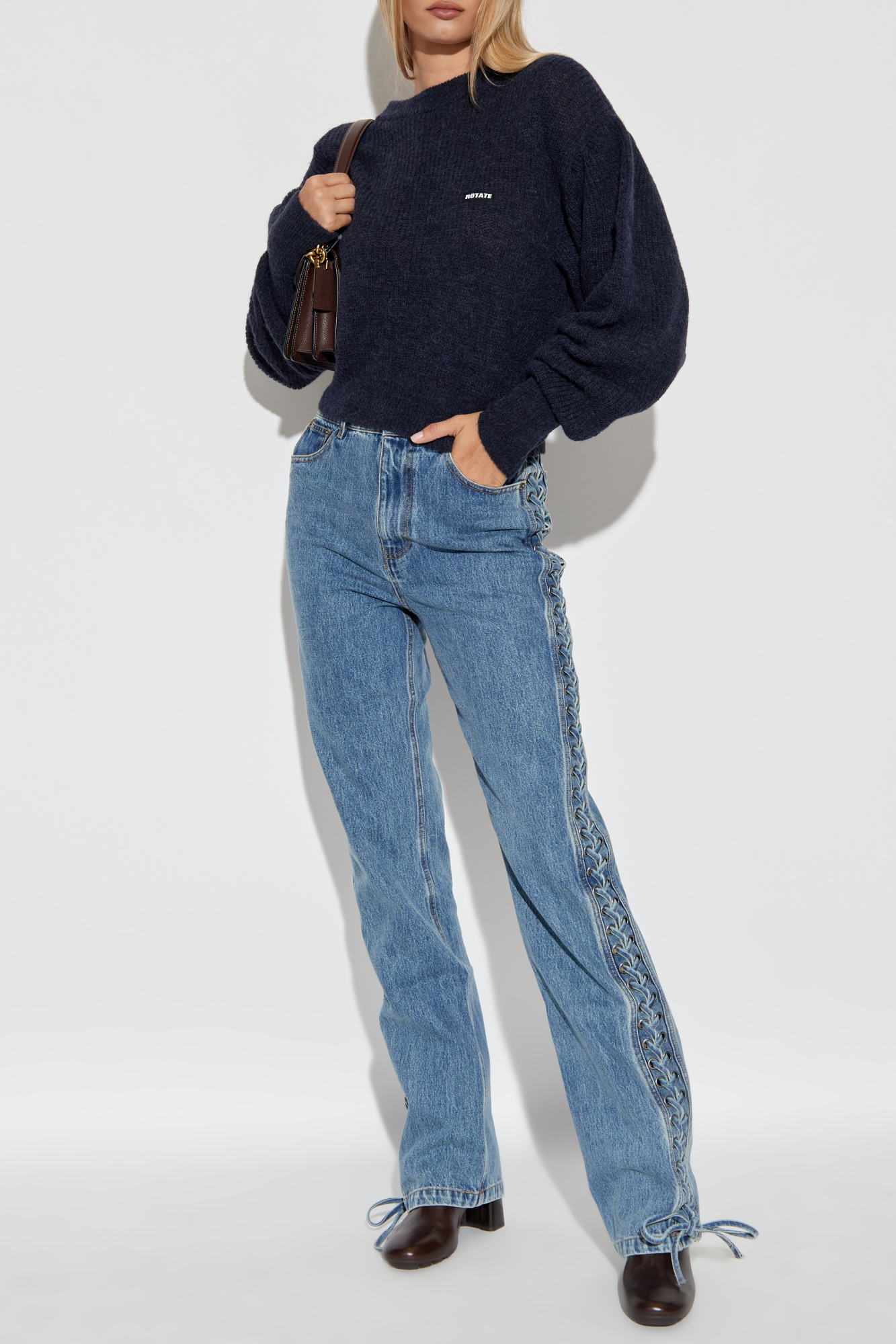 Sweater With Logo, Women's, Navy Blue