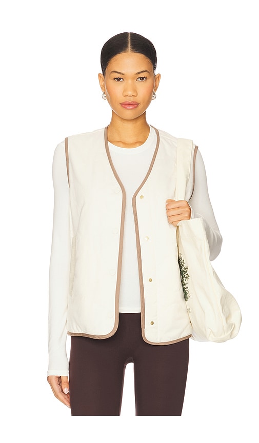 Varley Lori Reversible Vest in Birch & Ash Taupe - Cream,Taupe. XS also in L