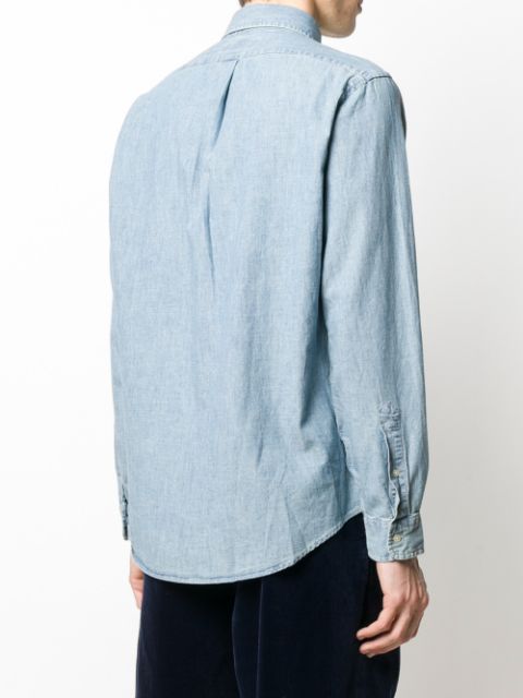 Logo-embroidered chambray shirt