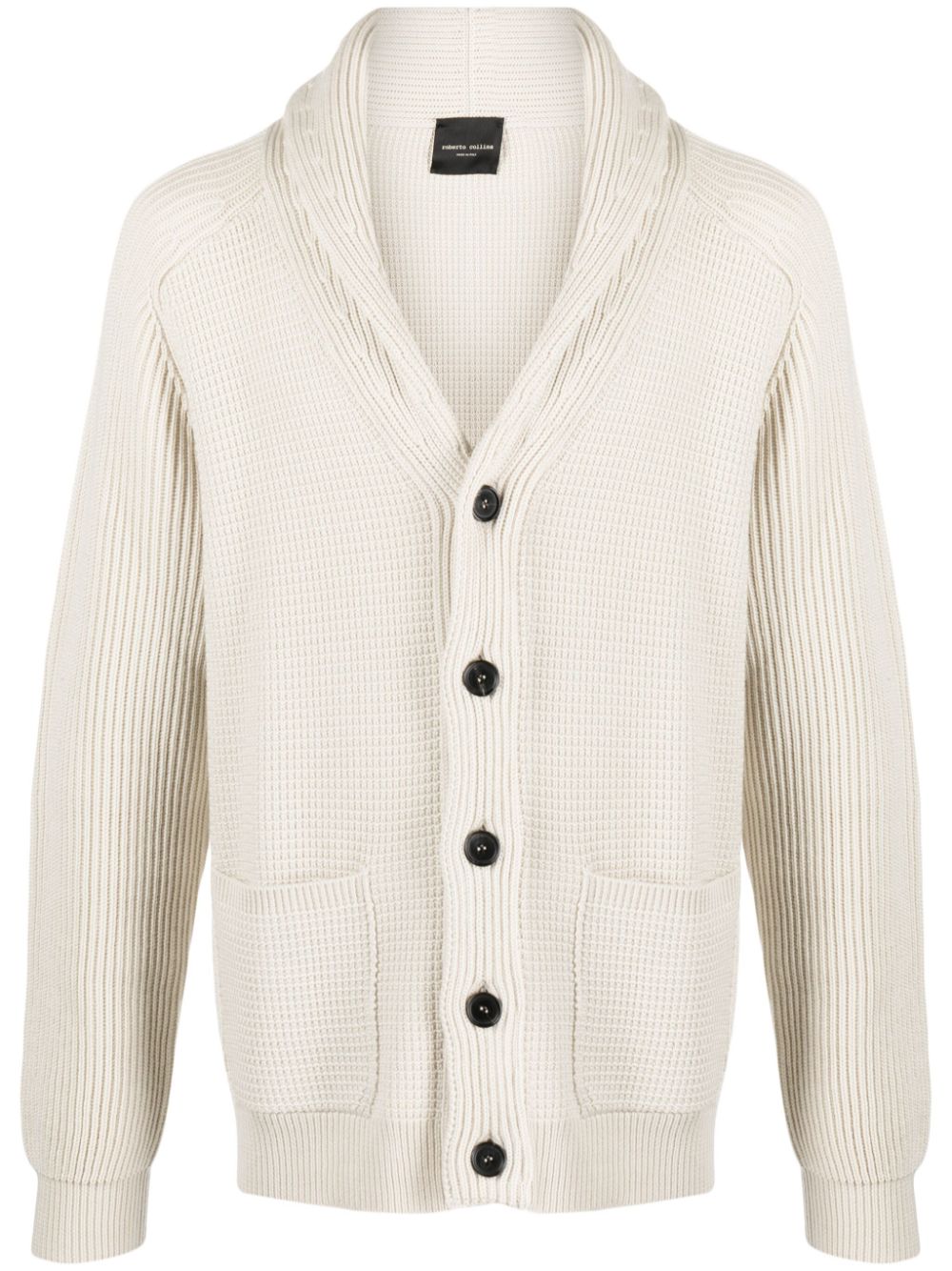 Waffle-knit merino cardigan - Neutrals