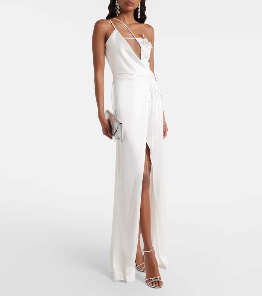 Floral-appliqué gown