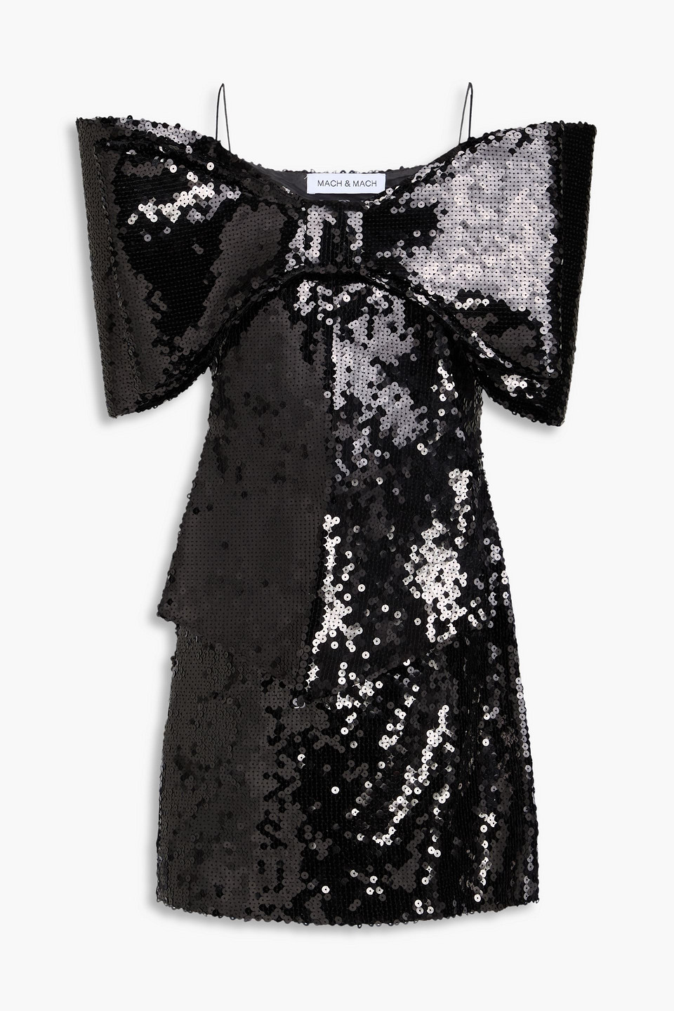 Bow-detailed sequined tulle mini dress - Black - FR 40