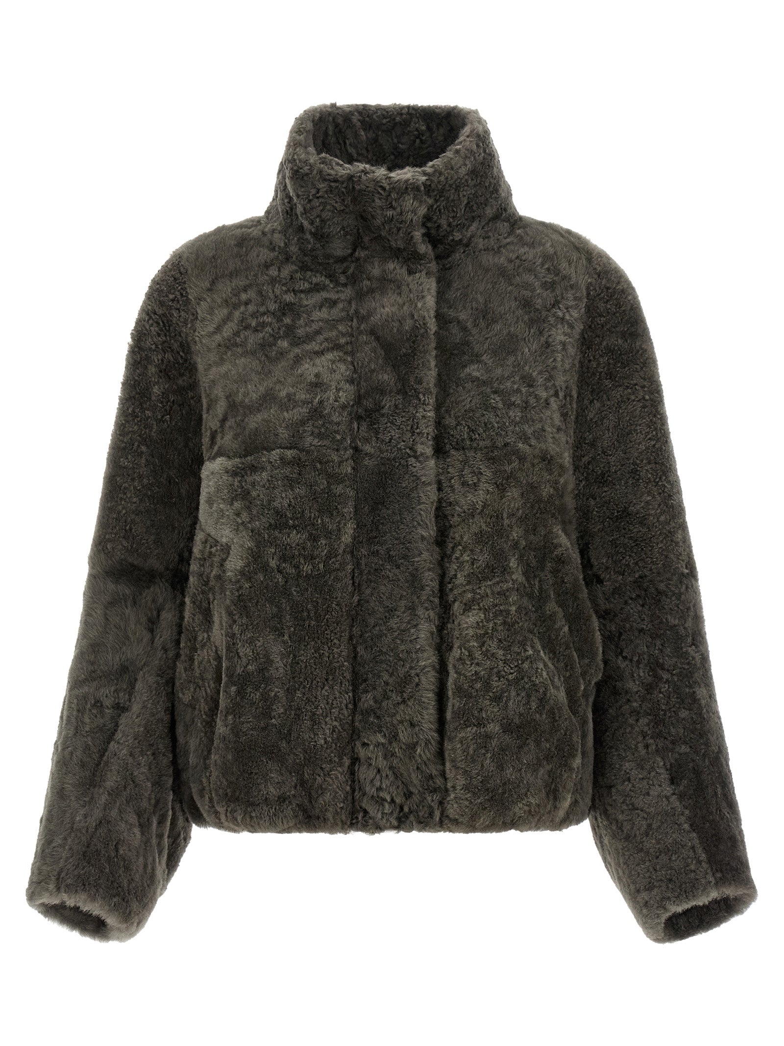 Textured Lamb Fur Jacket — Gray