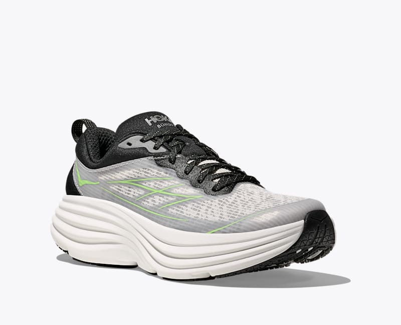 HOKA Stealth/Tech Bondi 8 Caged Shoes in White/Tart Apple