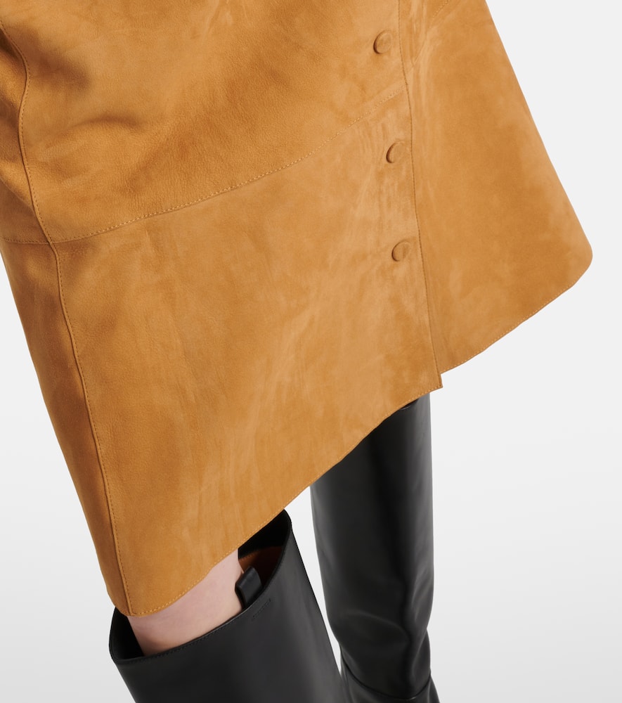 High-rise leather midi skirt
