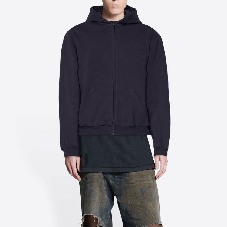 Balenciaga | Tab Worn-Out Zip-Up Hoodie 'Black' | Realry