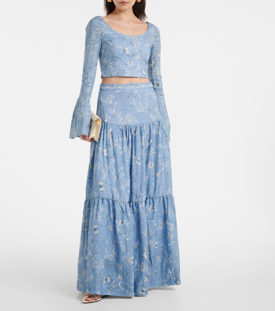 Limoncillo Lymanopoda floral linen crop top