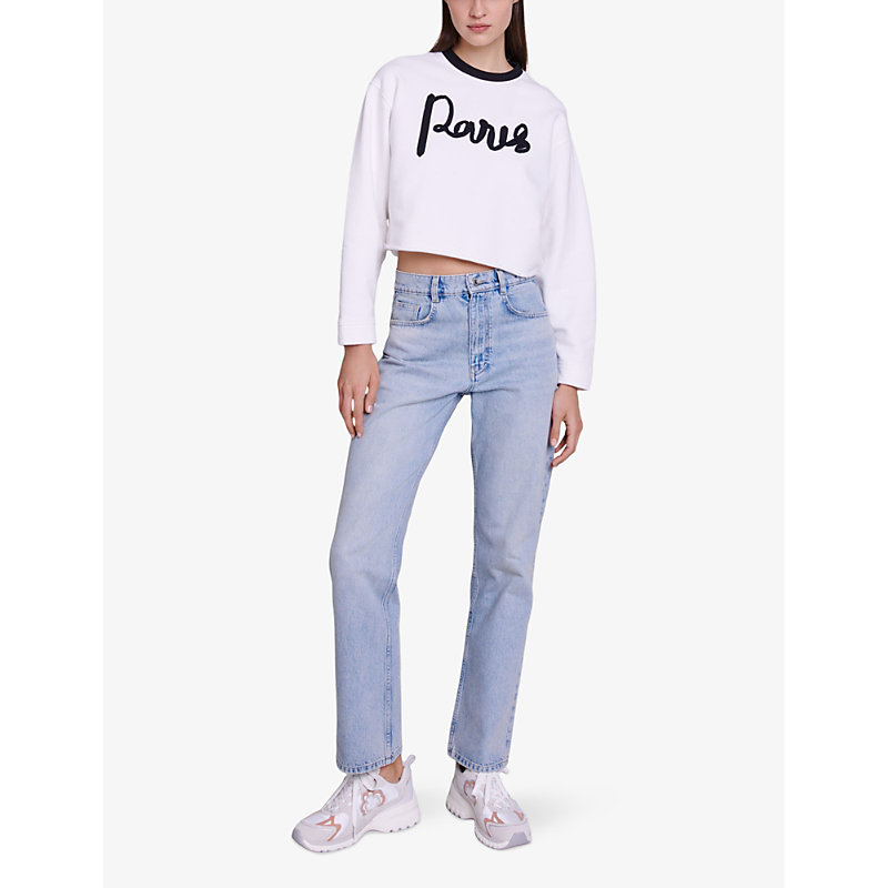 Womens Blanc Paris Text-embroidered Cotton Sweatshirt