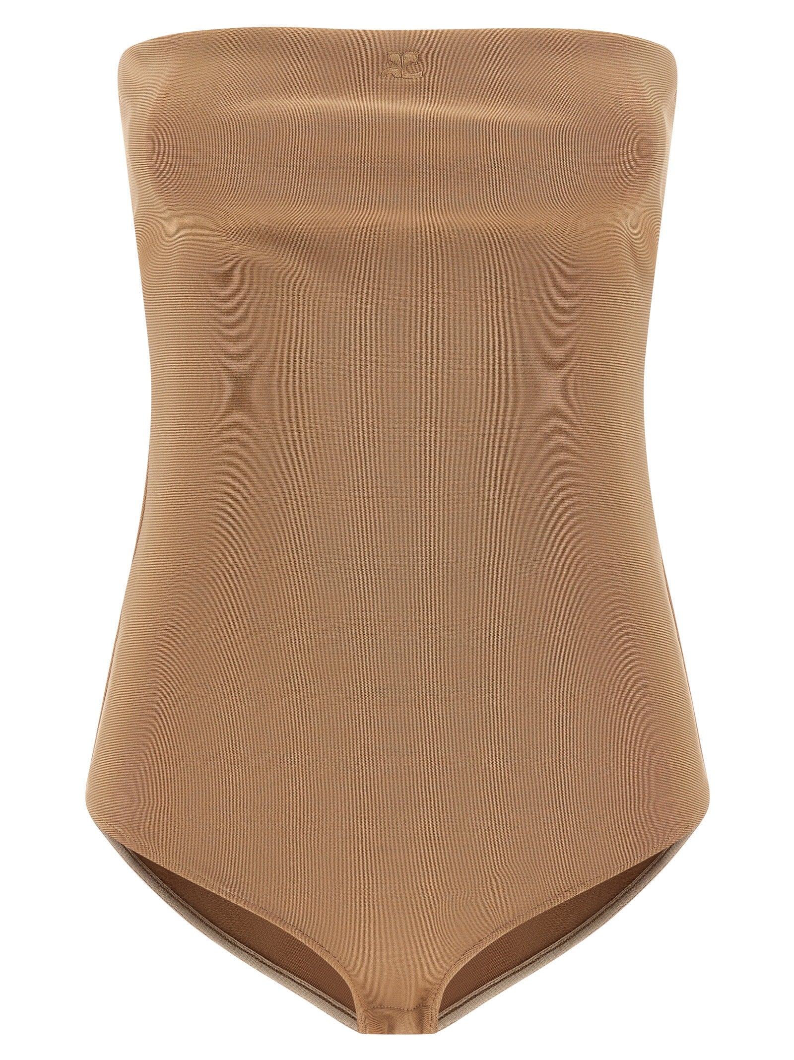 Viscose Stretch Bodysuit — Beige