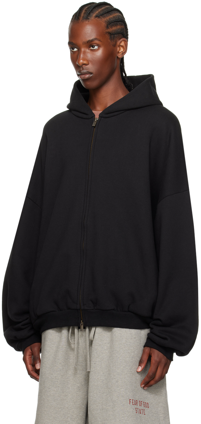 Fear of God ESSENTIALS Black Full-Zip Hoodie