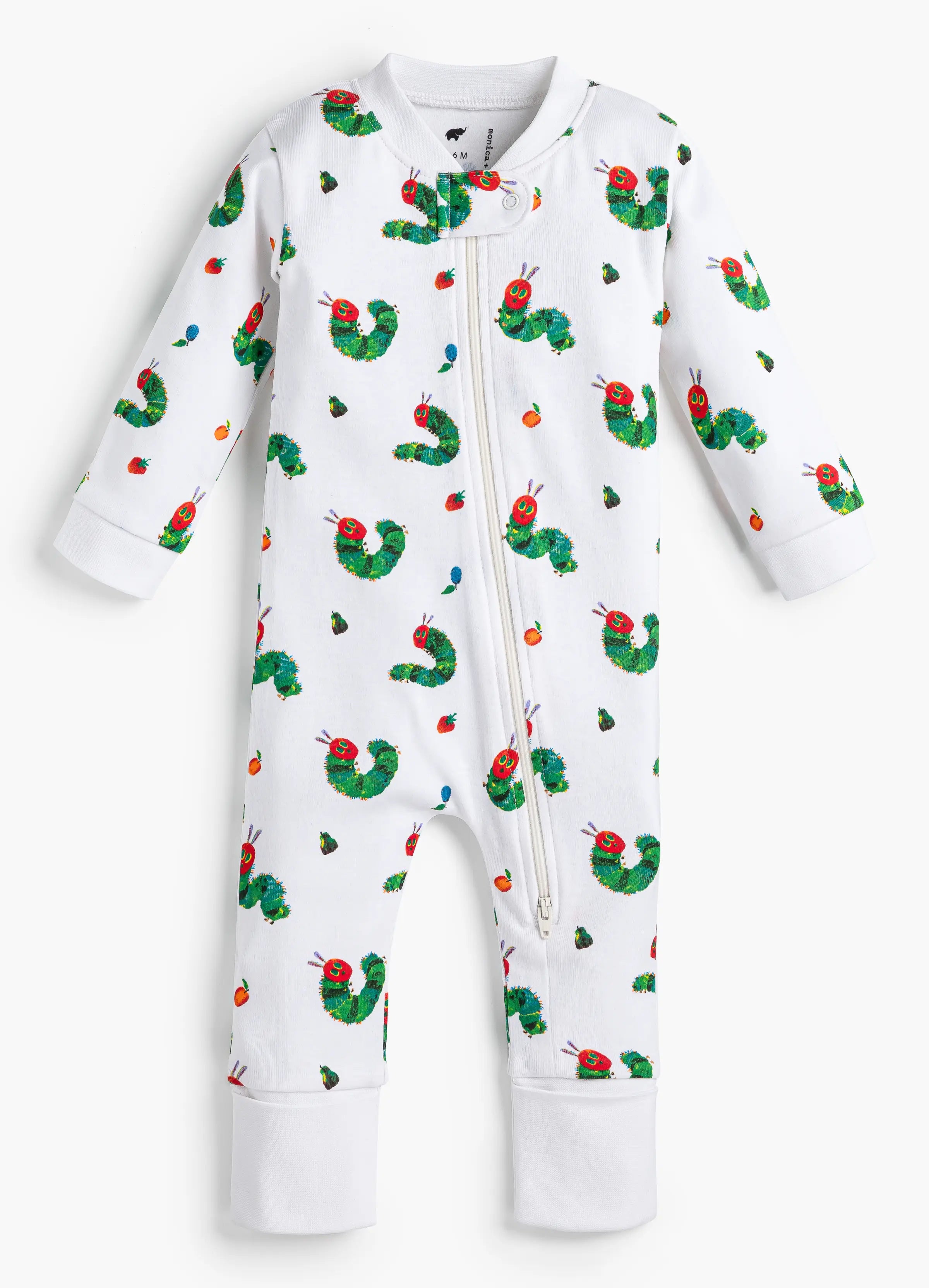 One-Piece Baby Pajamas In The Very Hungry Caterpillar | Baby | : 9-12M | Unisex Boy Or Girl - Monica + Andy Organic Baby Clothing