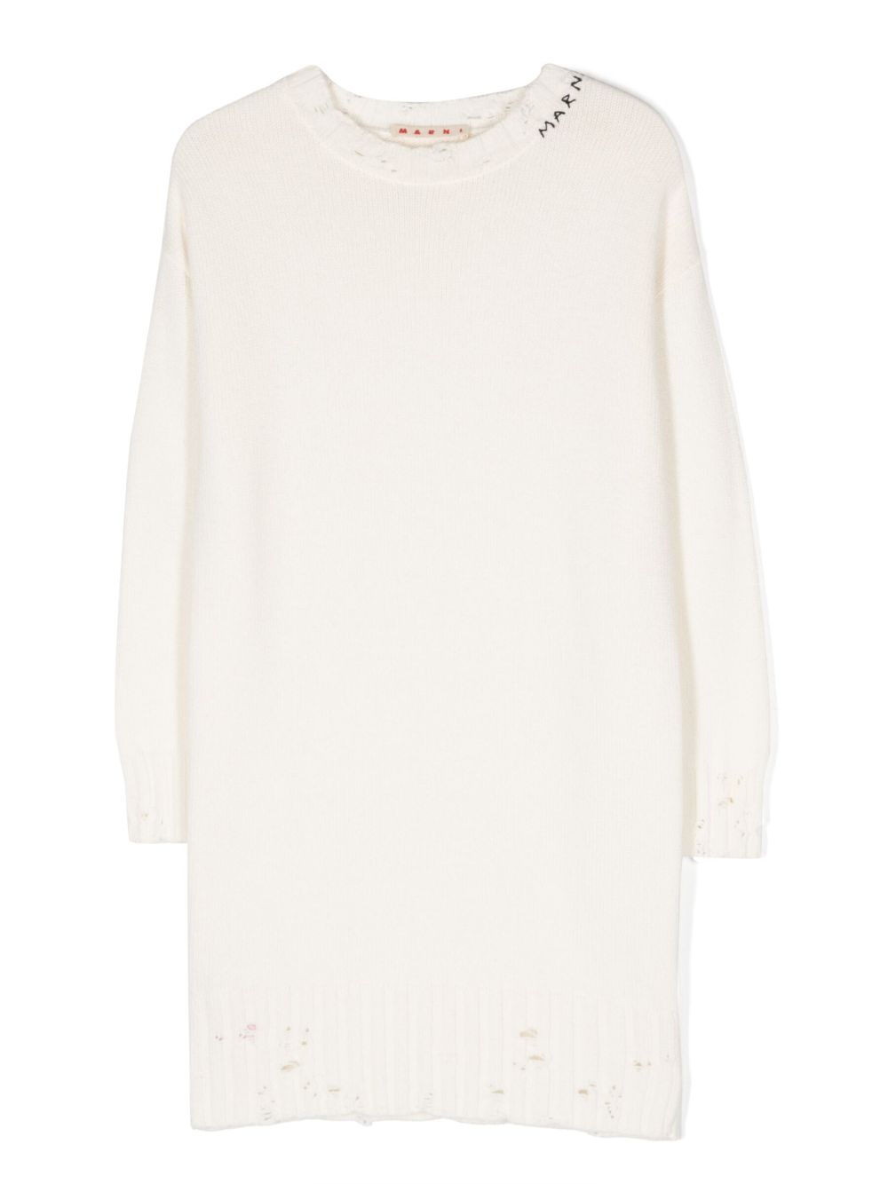 Intarsia-logo knitted dress - White