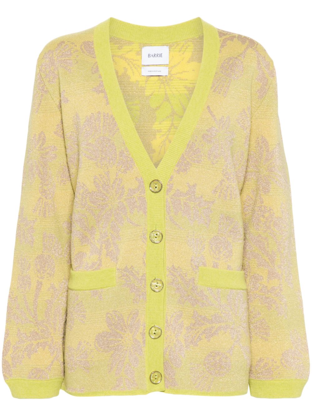 Floral-intarsia V-neck cardigan - Yellow