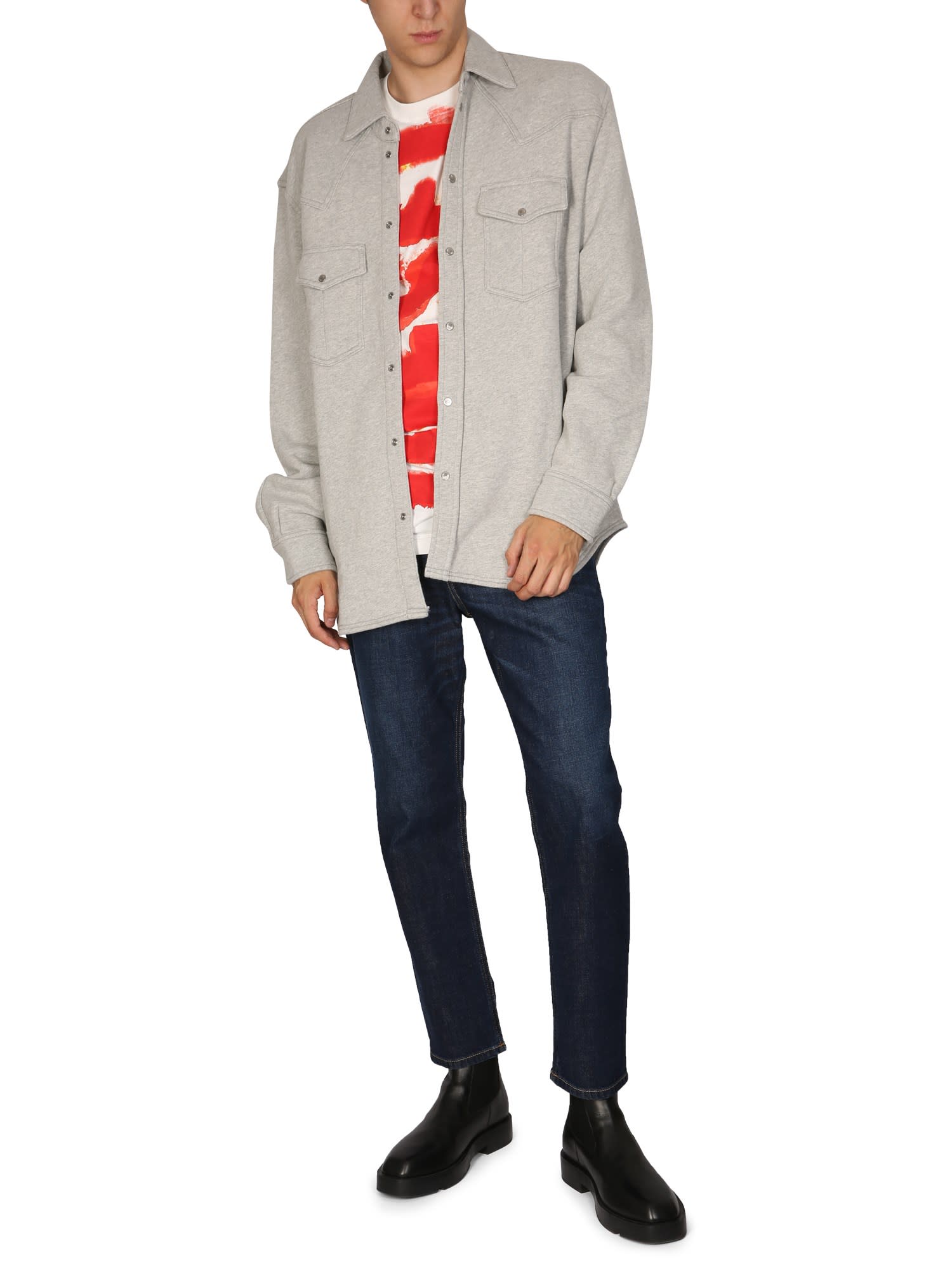 Front press-stud fastening shirt
