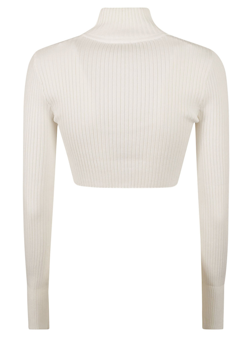 Cut-out Detail Turtleneck Cropped Sweater