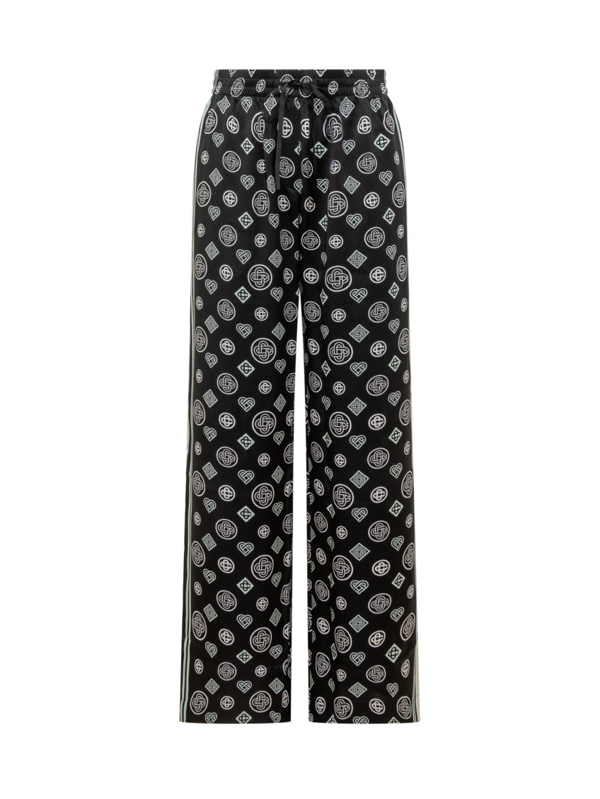 Black Relaxed Logo Print Pants