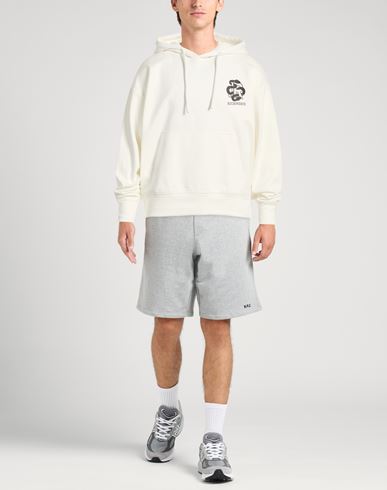 Man Sweatshirt White Size L Cotton, Polyester