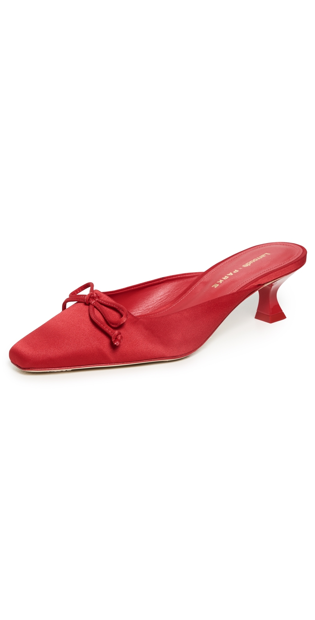 Larroude x Parke Mules Satin Cherry