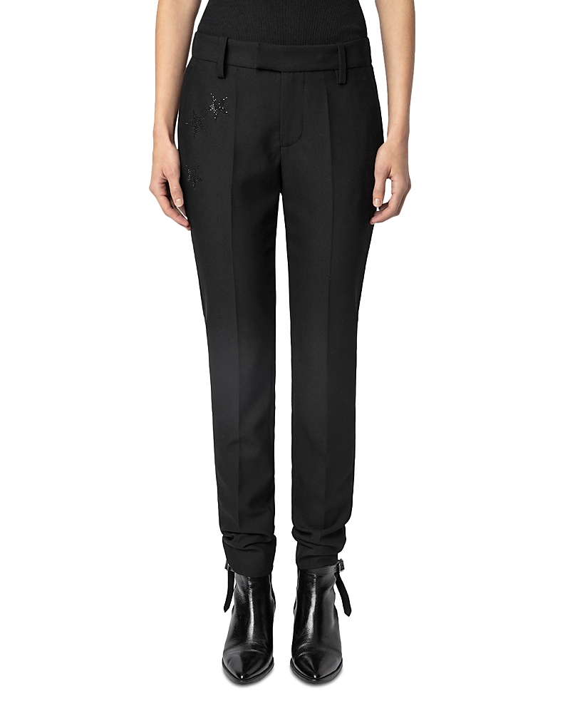 Logo embellished mid-rise skinny trousers - Black
