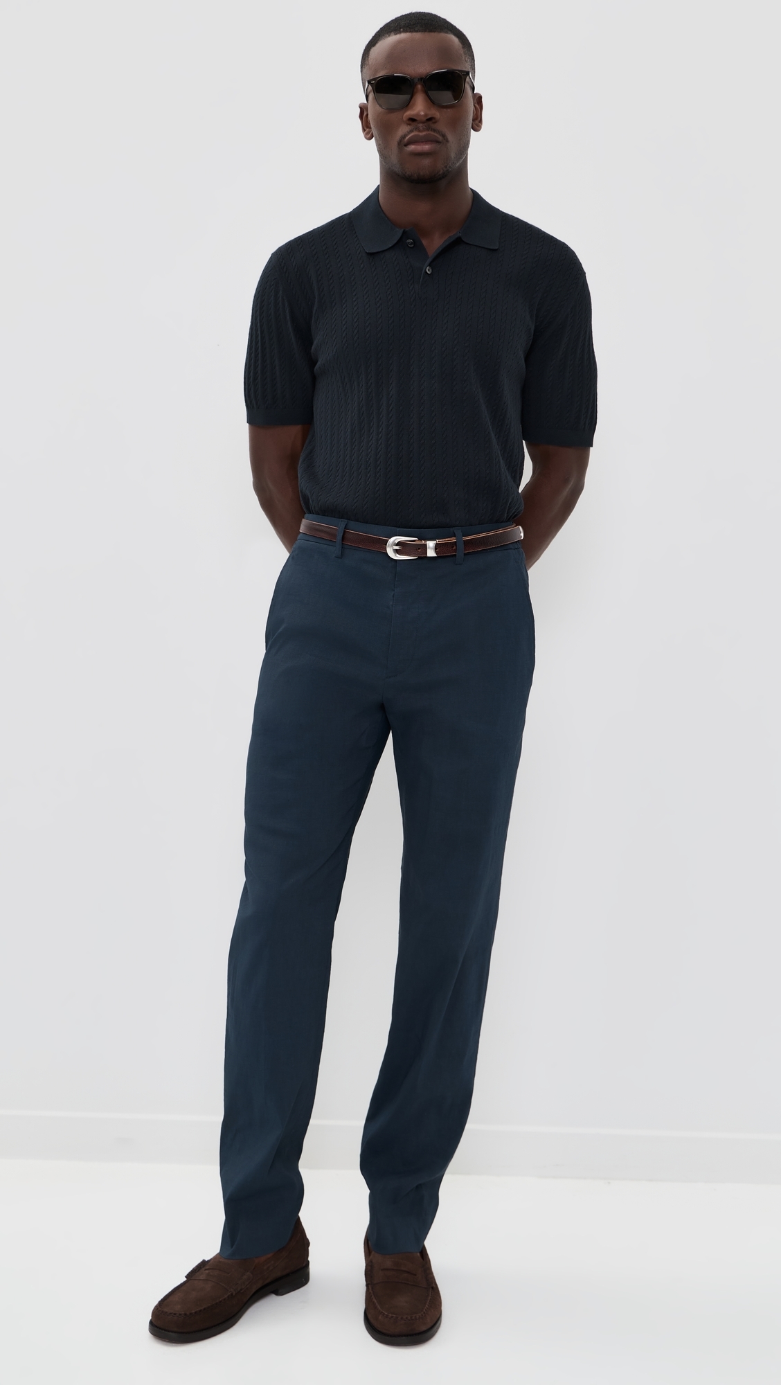 Short Sleeve Polo In Fine Bilen Dark Eclipse
