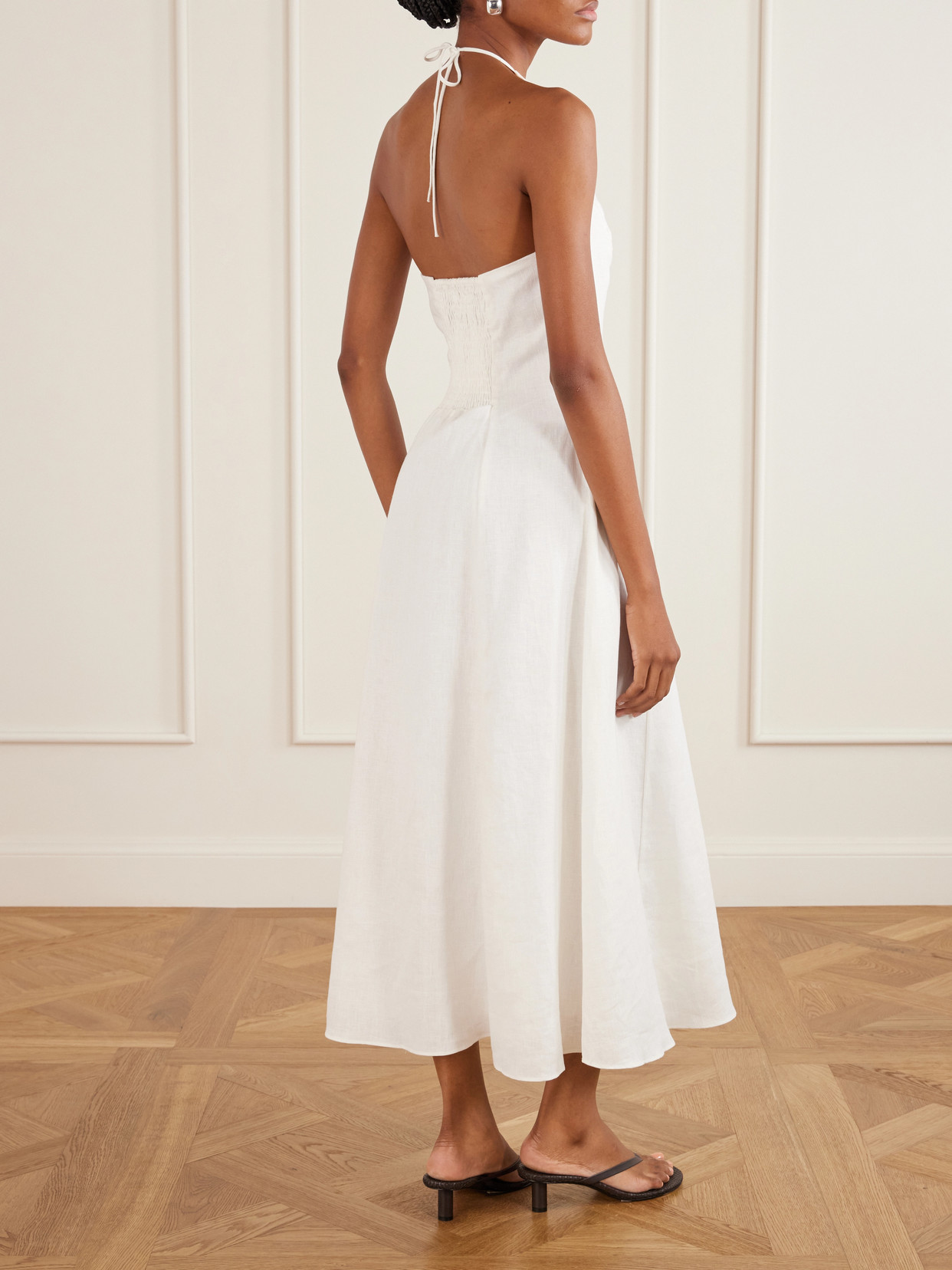 Neolia Linen Midi-dress - White