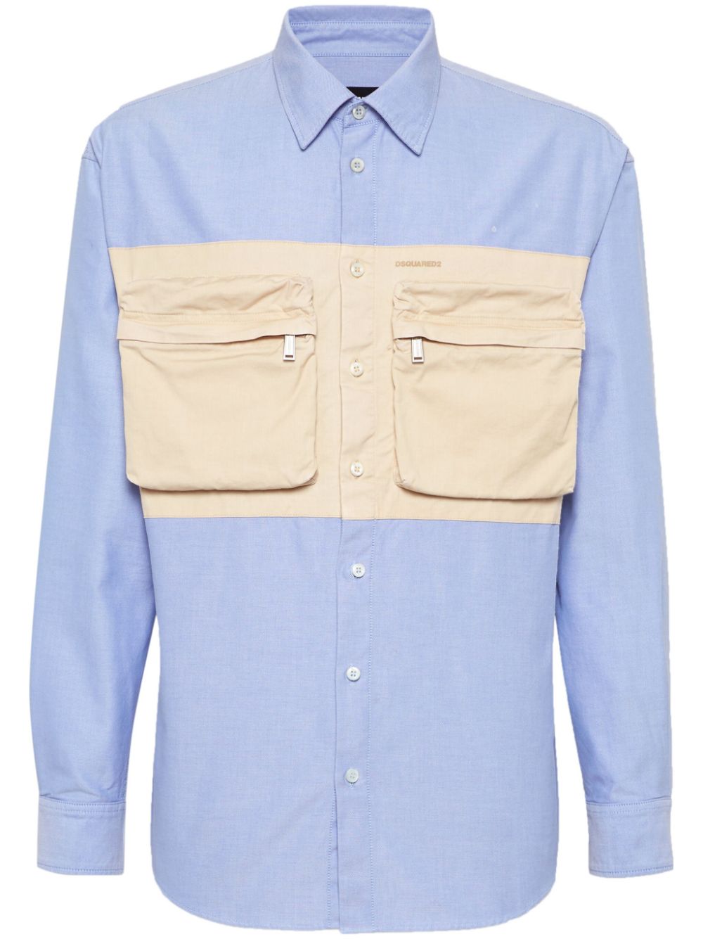 Cargo-pockets cotton shirt - Blue