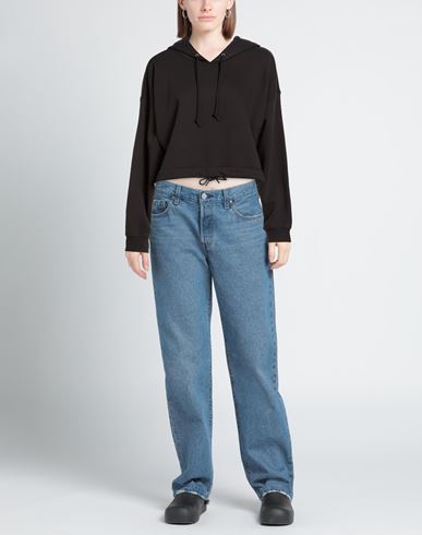 Woman Sweatshirt Black Size XL Cotton, Polyester