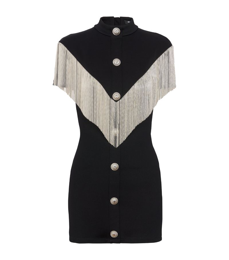 Fringe-Trim Mini Dress