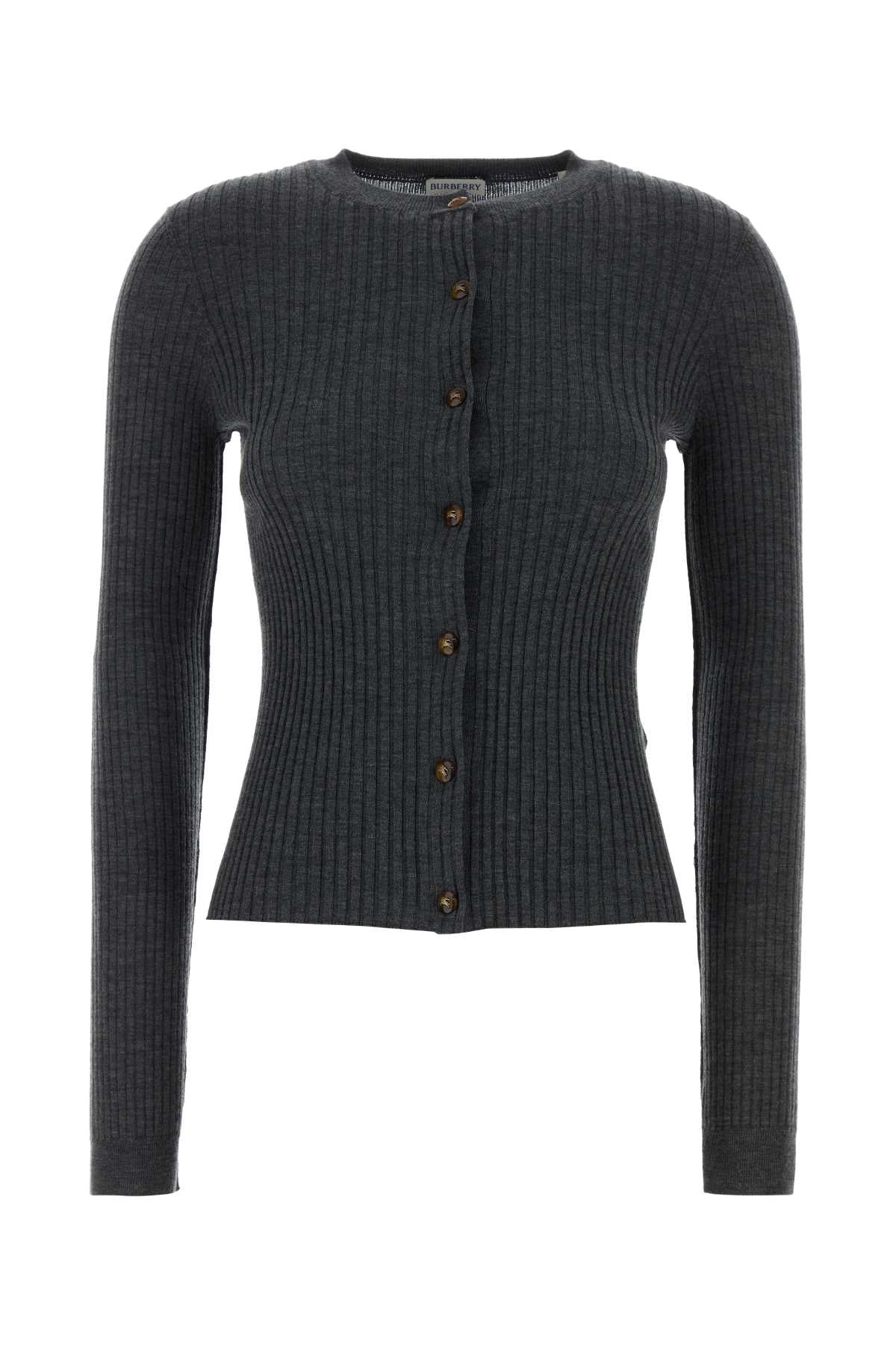 Ribbed Cashmere Cardigan — Gray