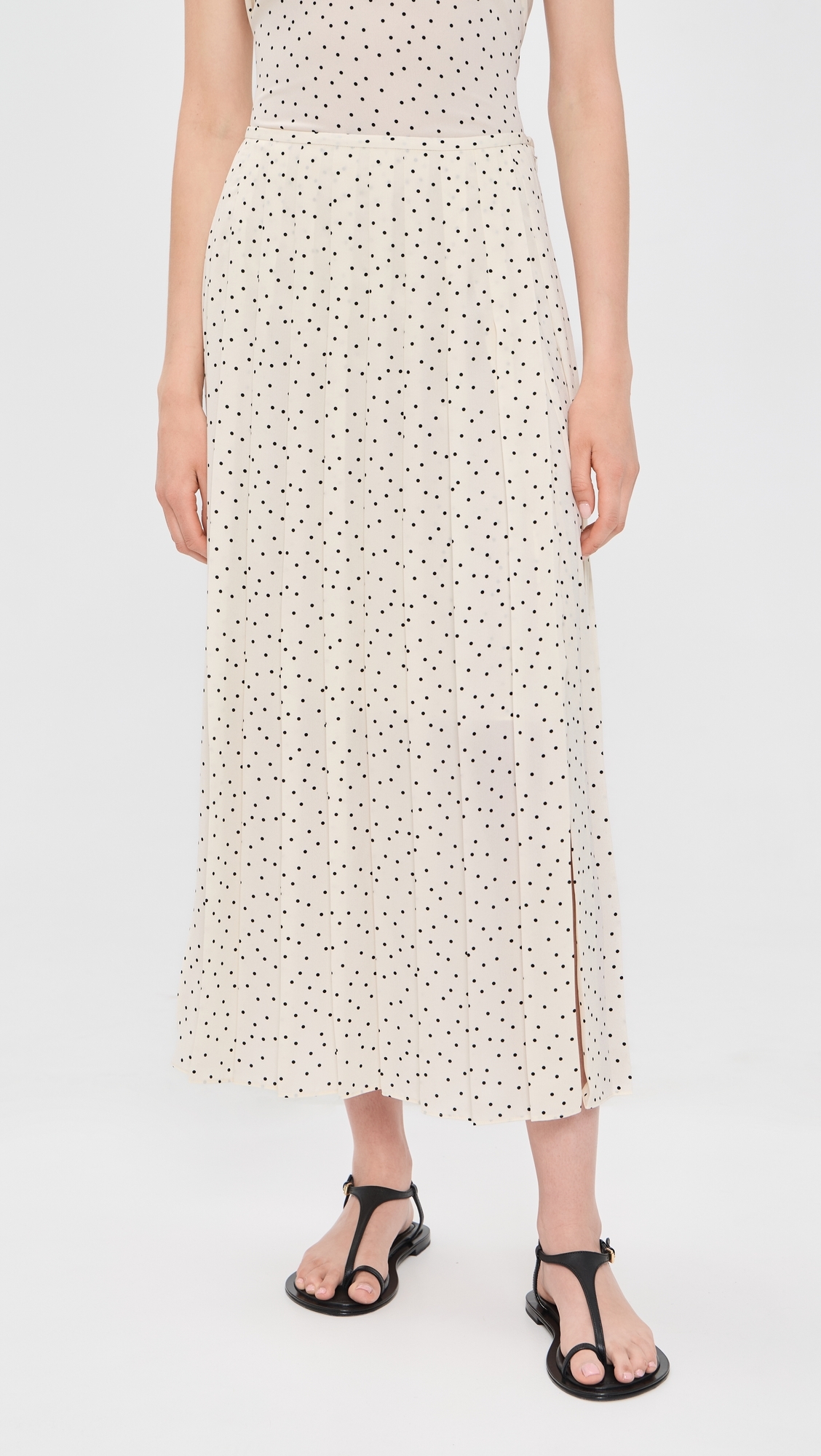 Pleated Wrap Skirt Ivory Multi/Chk