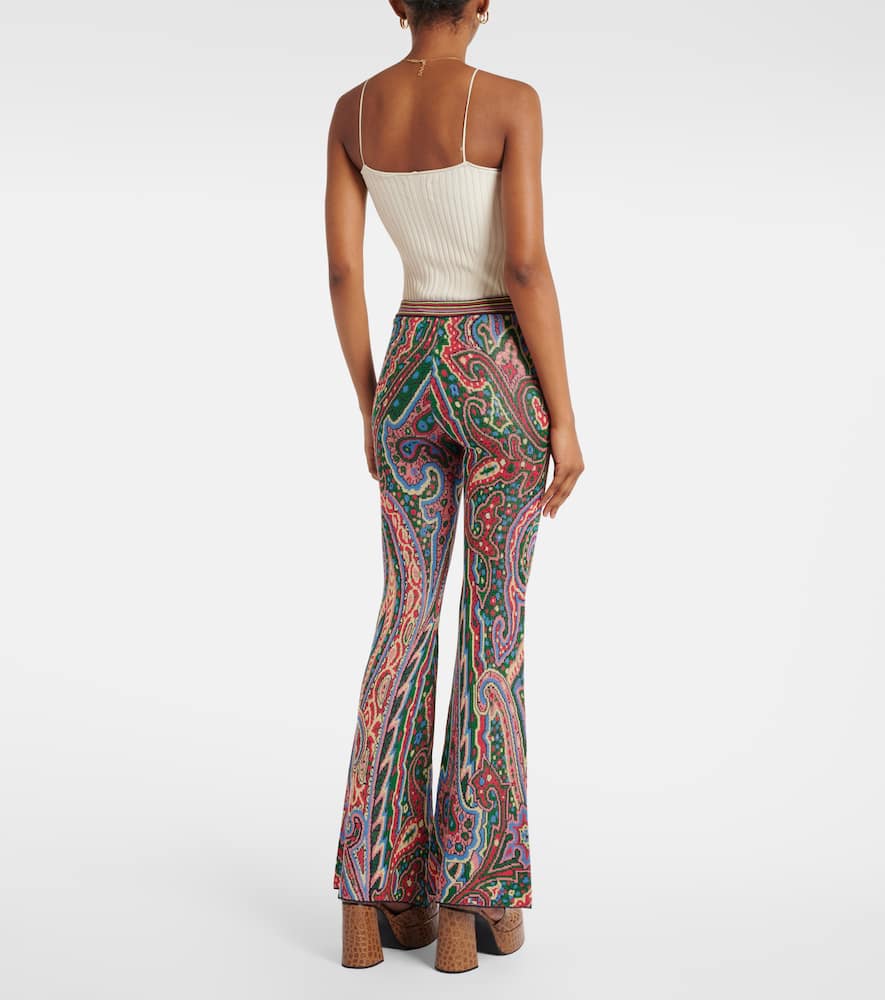 Knitted paisley jacquard flared pants