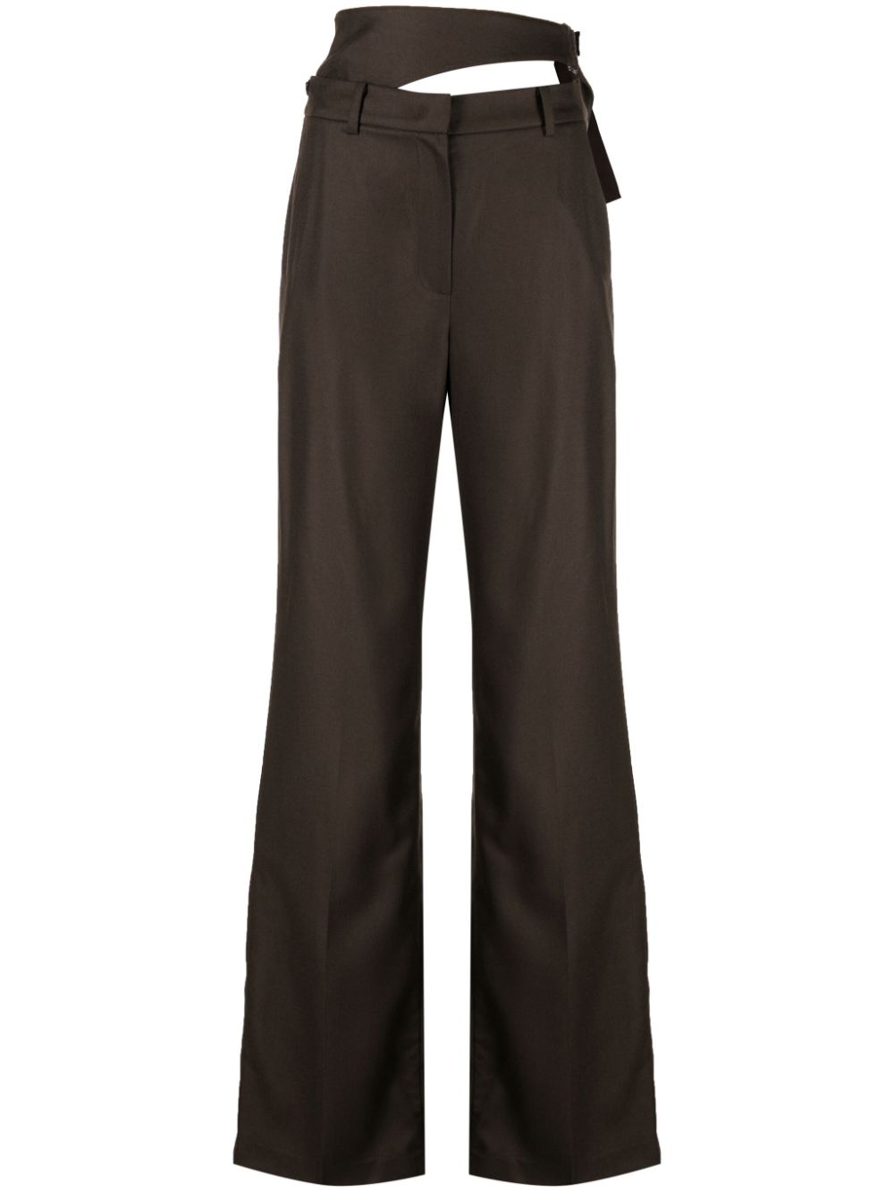 Cut-out detailing wool tailored trousers - Brown
