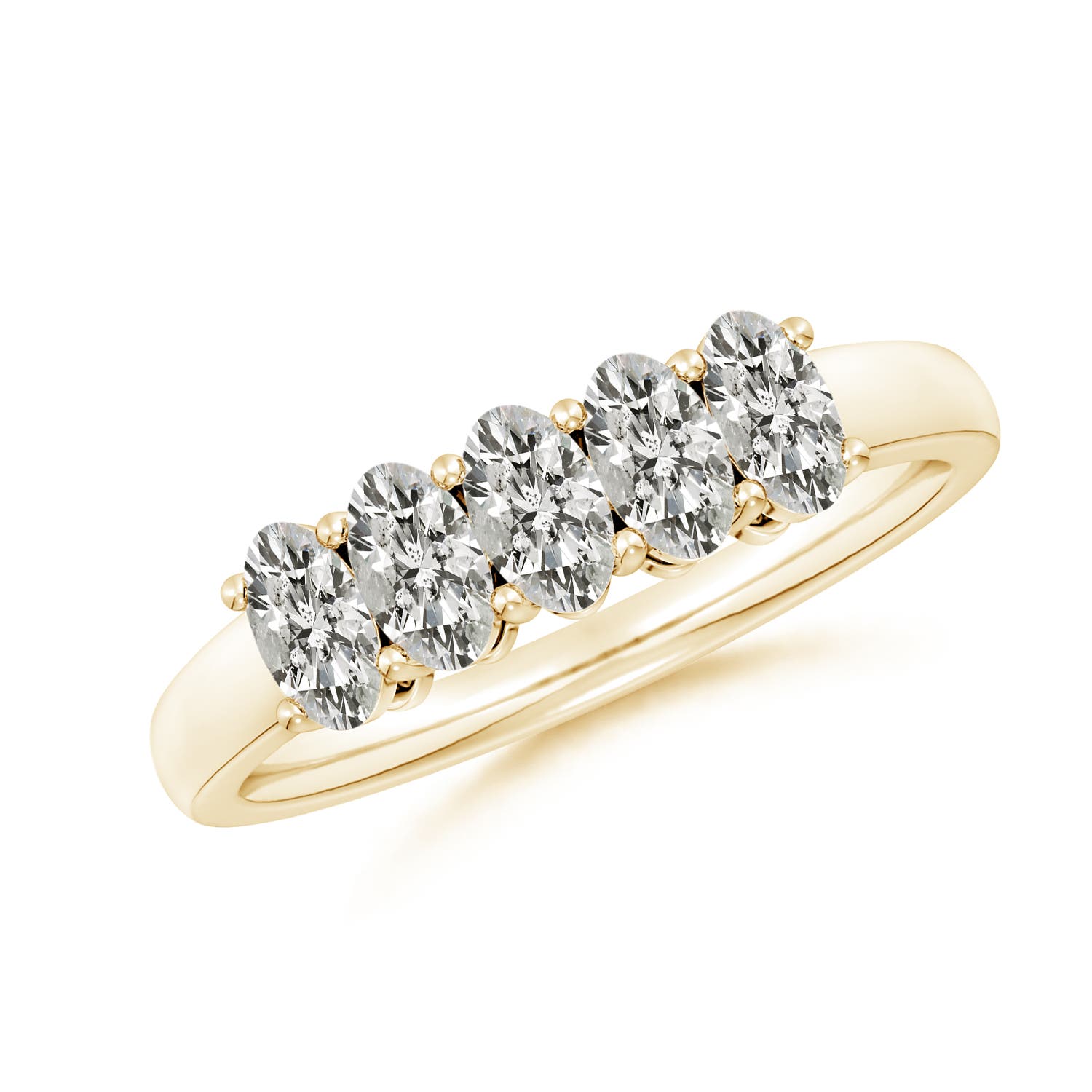 Angara 1.05 Carats Prong-Set Oval Diamond Five Stone Wedding Ring in 14K Yellow Gold