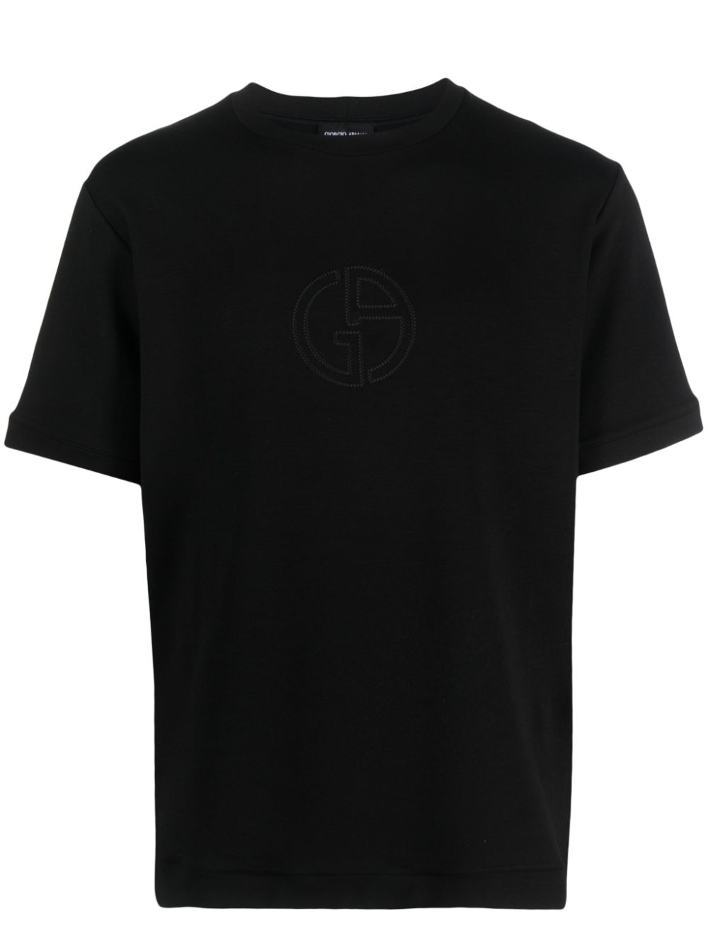 Logo-embroidered round-neck T-shirt - Black
