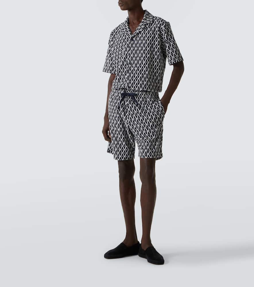 Printed cotton-blend terry shorts