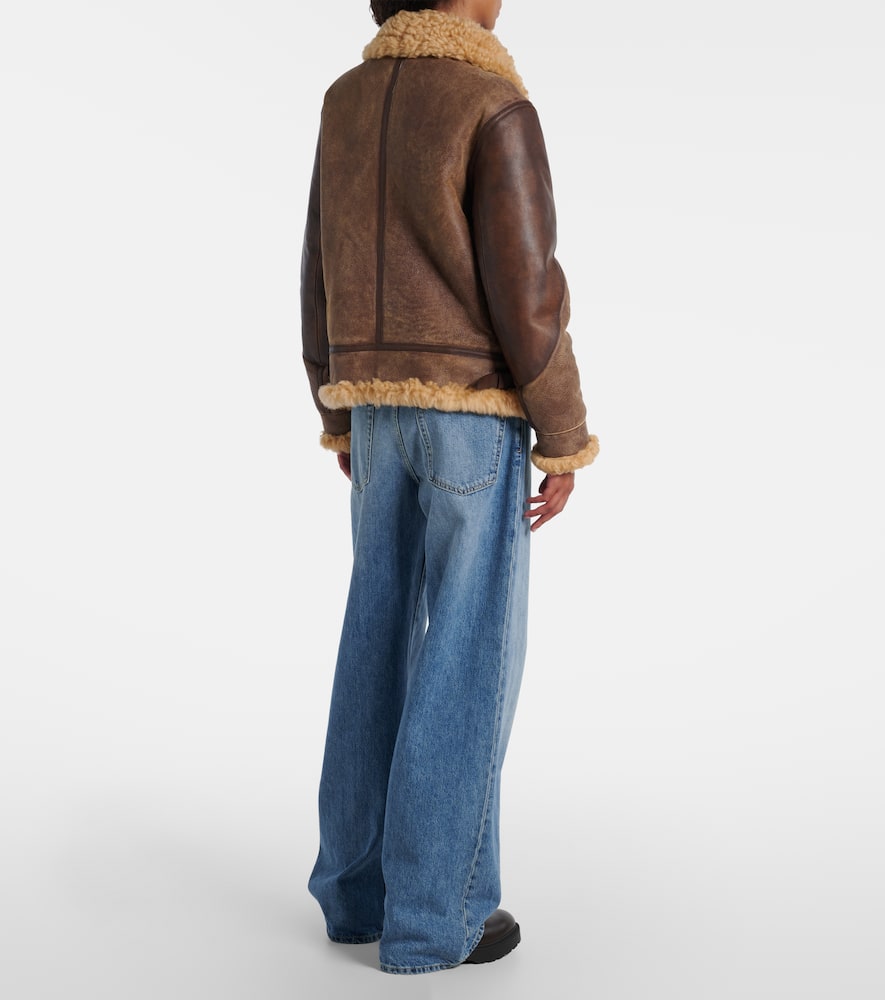 Shearling-trimmed leather jacket