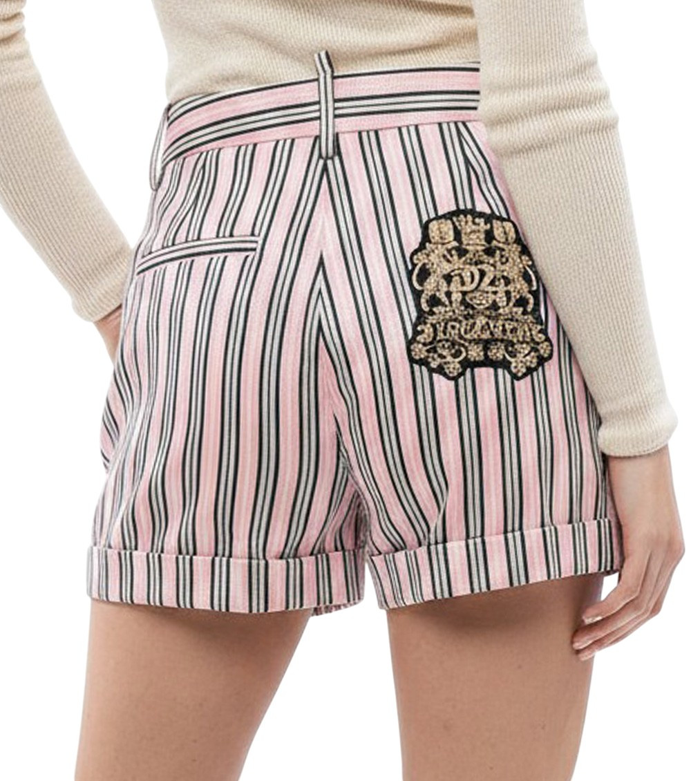 Preppy Boston Striped Cotton Blend Short