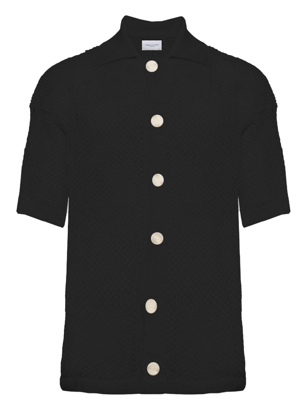 Open-knit short-sleeve shirt - White
