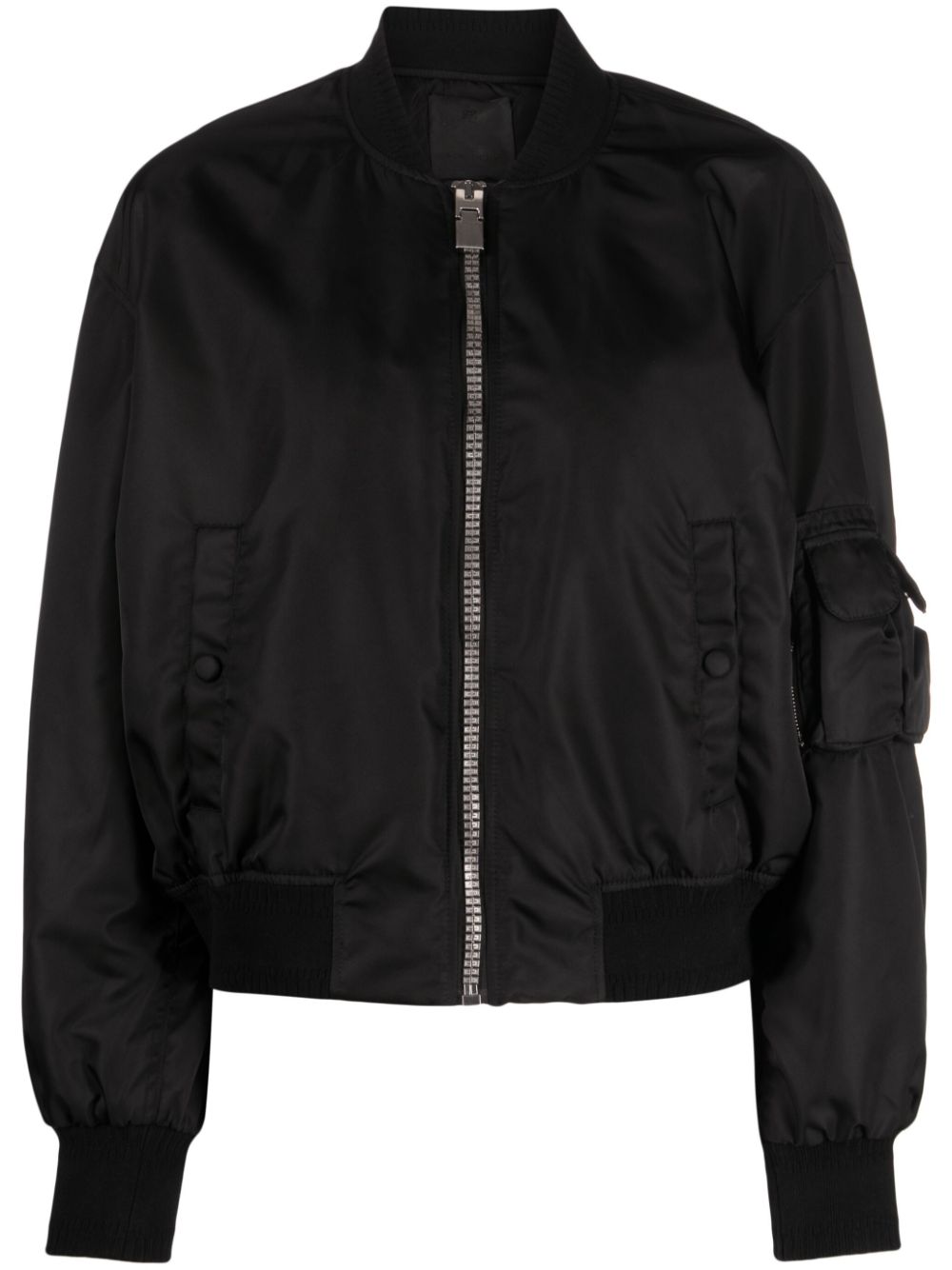 Multi-pocket zipped bomber jacket - Black