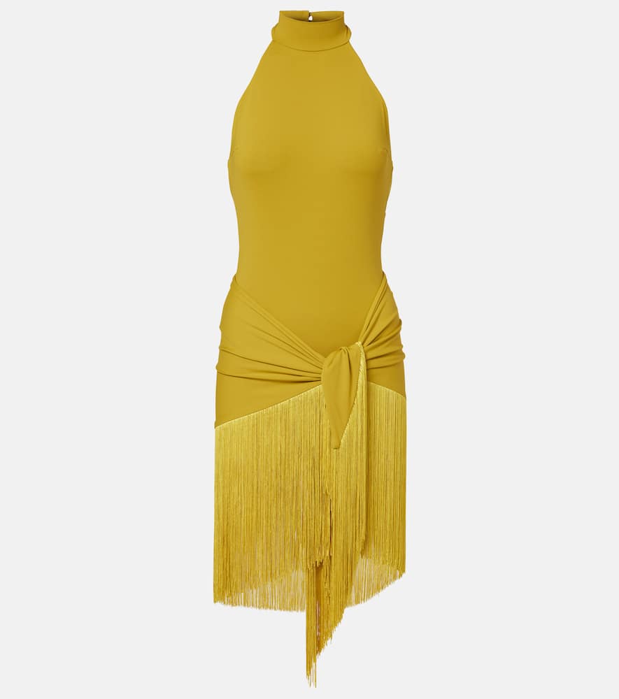 Artemis fringed beach cover-up and swimsuit